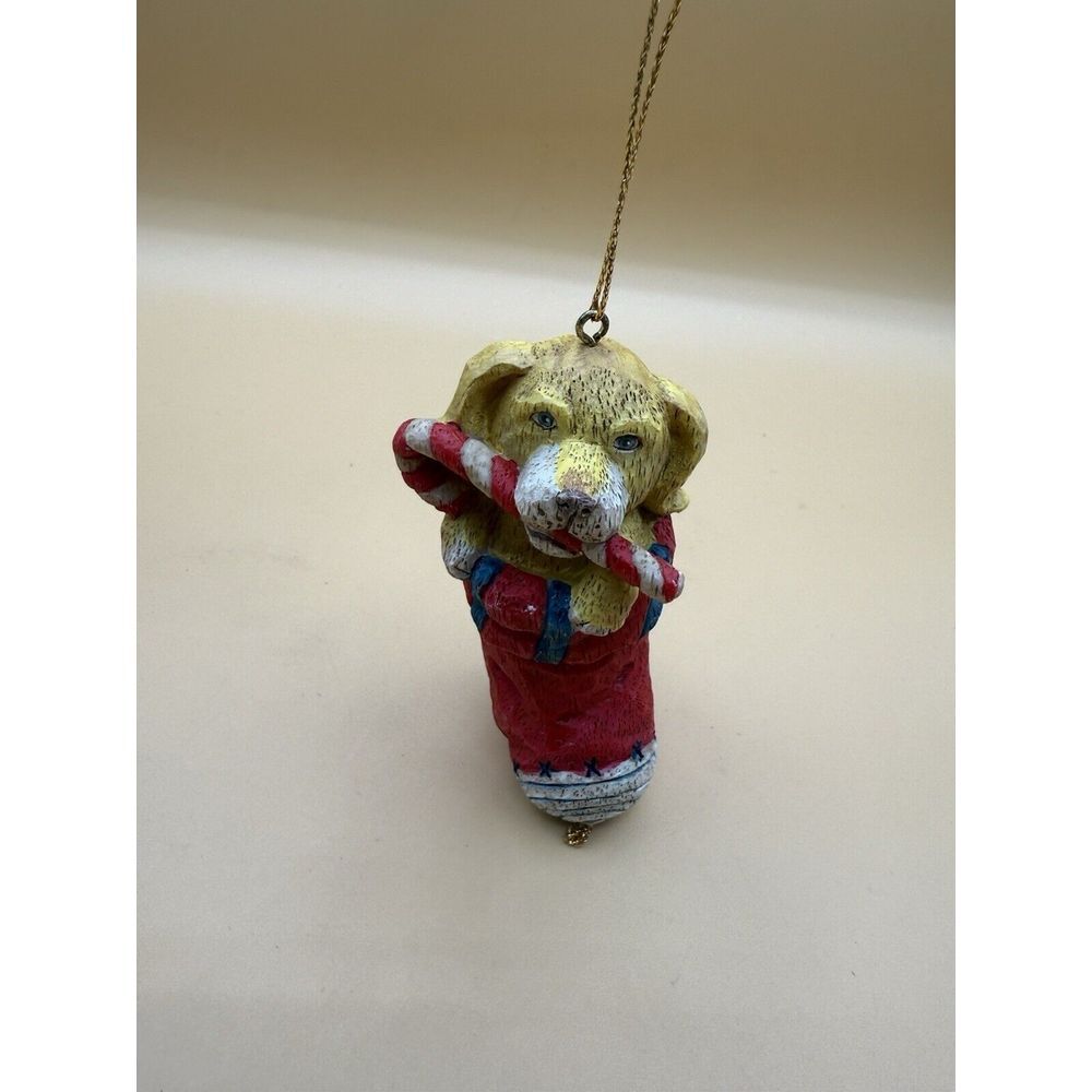 Christmas Ornament Labrador Dog‎ In Stockings Candy Cane Wood